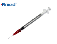 Syringe et aiguille d'insuline 1 ml 29g x 13 mm rouge