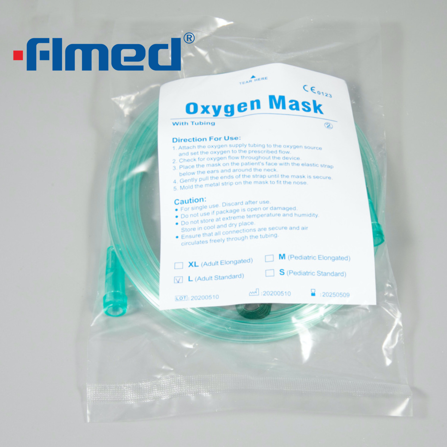 Masque à oxygène jetable avec tube stérile